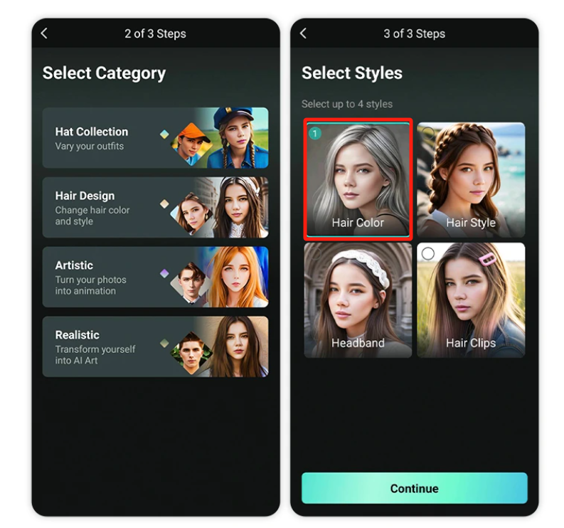change hair color on PhotoDirector